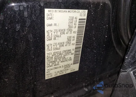 2018 Nissan Murano S z USA, uszkodzony, nr VIN 5N1AZ2MGXJN126914